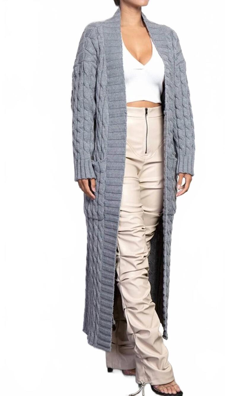 NEW REHAB my long knitted sweater cardigan in grey